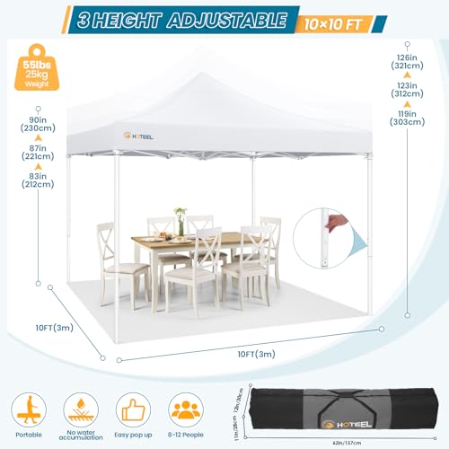 Image of Hoteel 10x10 Pop Up Canopy Tent, Heavy Duty with Durable Frame, 4 Sidewalls