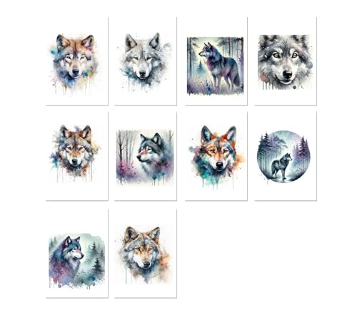 10 Wolf Handmade Notecards All Occasion Blank Note Cards with Envelopes 4x6 Watercolor Print Wolves Wild