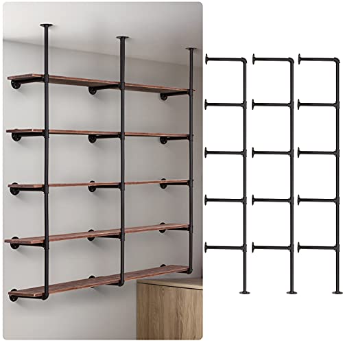 Exclusive Discount 50% Price Pynsseu Industrial Iron Pipe Shelf Wall Mount, Farmhouse DIY Open Bookshelf, Pipe Shelves for Kitchen Bathroom, bookcases Living Room Storage, 3Pack of 5 Tier