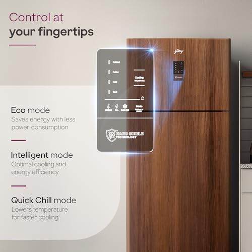 Image of Godrej 436 L 2 Star 5 Years Comprehensive Warranty AI Tech, 6-In-1 Convertible Freezer, 95%+ Food Surface Disinfection Inverter Double Door Refrigerator (RF EON 438B RCI RS WD, Rose Wood)