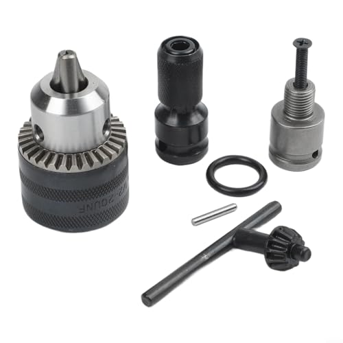 Portabrocas sin llave de 1/2-20UNF de 1,5-13 mm de capacidad, juego de conversión de cambio rápido con adaptador de vástago hexagonal de 1/4 pulgadas, acero al carbono y plástico PC, para taladros con