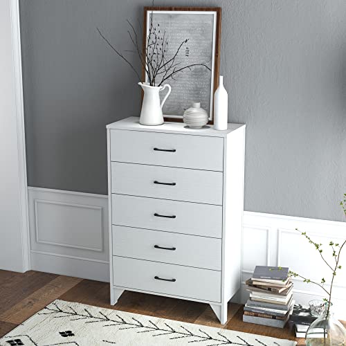 Panana 2/3/4/5/6 Drawer Dresser, Chest Of Drawers Wooden Storage Dresser Cabinet Bedroom Furniture (5 Drawer, White) #TOP4