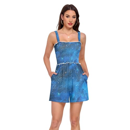 Barboteuse pour femmes d'été style galaxie bleue idéale pour vos vacances et sorties plage