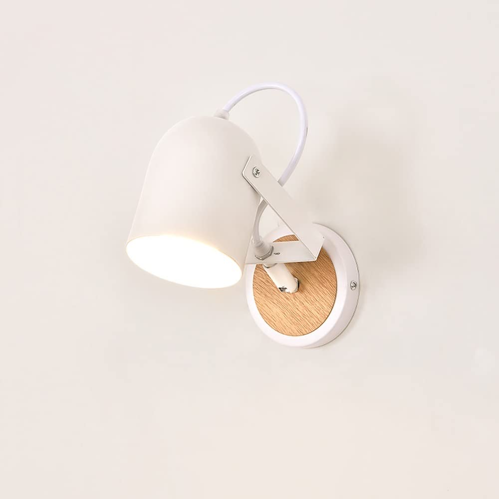 Lámpara de lectura LED para mesilla con aplique de madera decorativa