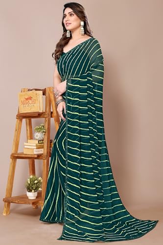 Image of MIRCHI FASHION Women Saree Georgette Traditional Bandhani | Ethnic Printed Sari for Social Gatherings with Unstitched Blouse Piece