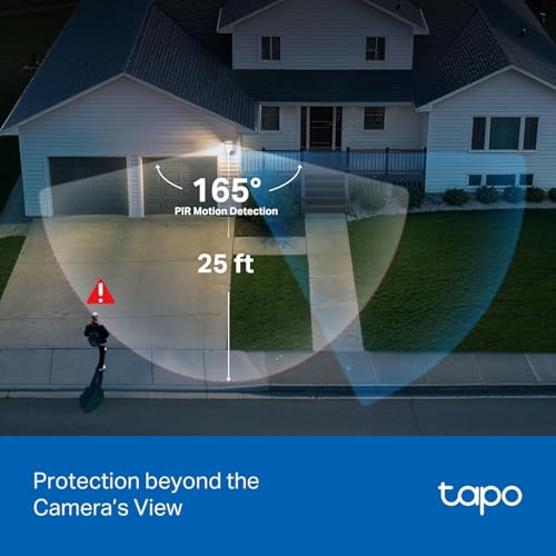 Tapo 2K Outdoor Pan/Tilt Wired Floodlight Security Camera - 1500 Lm Dimmable, 360° AI Motion Tracking, Person/Vehicle Detection, 24/7 Recording, Subscription-Free Local Storage or Optional Cloud, C710 by Tapo - Image 3