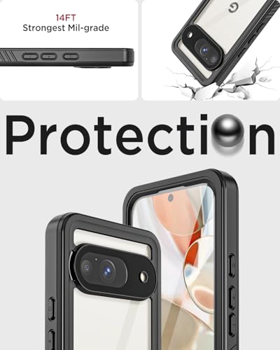 Image of Miimall Cases for Google Pixel 9 Case Waterproof, [IP68 Waterproof & Military Grade Shockproof][Built-in Screen Protector] Dustproof Full Body Shockproof Rugged Cover Case for Pixel 9 6.3 inch