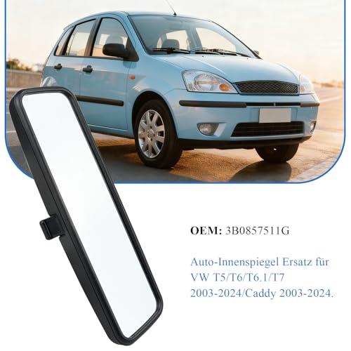 Innenrückspiegel Ersatz für VW T5/T6/T6.1/T7 2003-2024/Caddy 2003-2024, Auto Rückspiegel Innenspiegel Glas Spiegel, Schwarz 3B0857511G