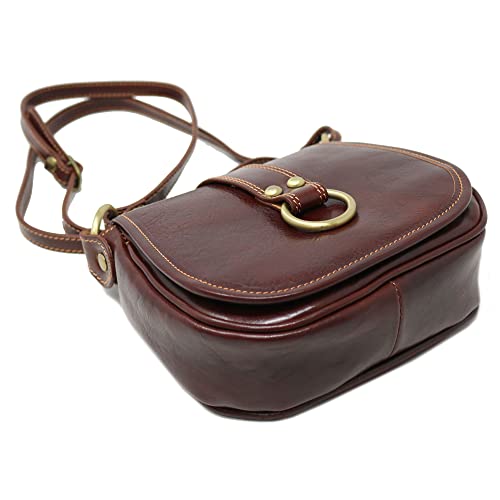 Floto Venezia Women's Saddle Bag Crossbody Shoulder Bag Handbag (Vecchio Brown) #TOP4