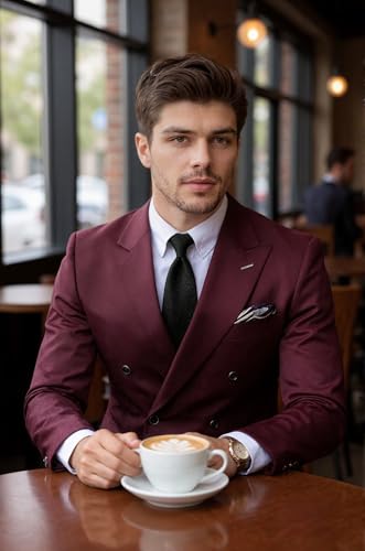 Men's 2 Piece Suit Wedding Business Prom Party Suit Classic Fit 2 Pieces Double Breasted Set4