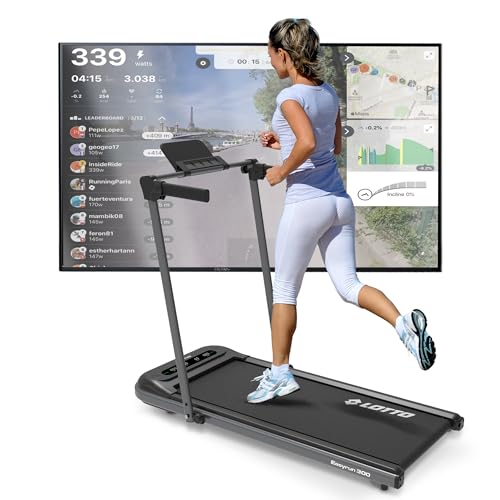 LOTTO Official Licensed Product Easyrun 300 Tapis de Course Electrique Pliable, Walking Pad,2.5 HP, Max 100kg,Bluetooth Fitshow/Kinomap/Zwift,Computer LED,Max 10 km/h,100×42 cm,Design Compact