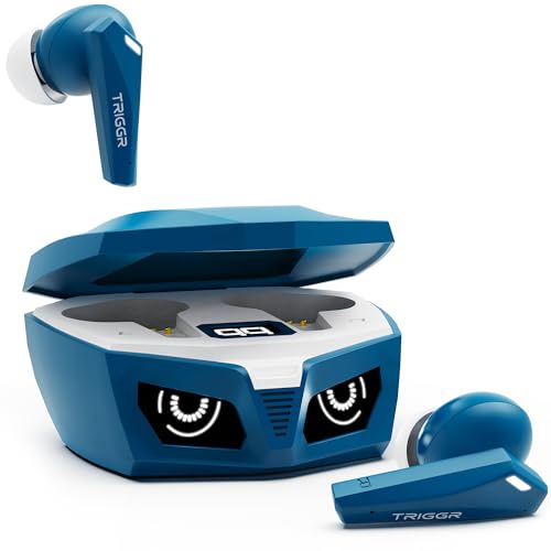 TRIGGR Kraken X1 Plus with Dual Pairing, Battery Display, Quad ENC, 70H Battery, v5.3 Bluetooth (Ajure Blue, True Wireless)