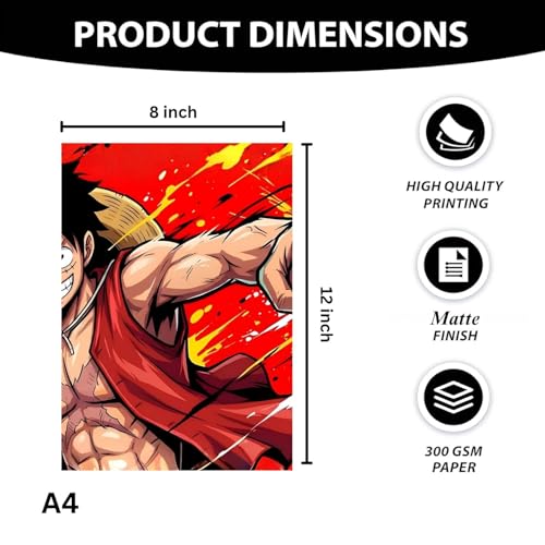 Image of One Piece Anime Manga Poster, One Piece Character Design Wall Poster 3 Panal - A4 Size, 300 GSM, Wall Decor Posters Wall Art For Bedroom, Living room, Office, Dining Room,No Frame (Luffy-4)