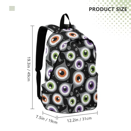 VIGTRO Halloween Eyeball Casual Backpack Lightweight Laptop Backpack for Women Men, Travel Work Business Bag Outdoor Daypack3