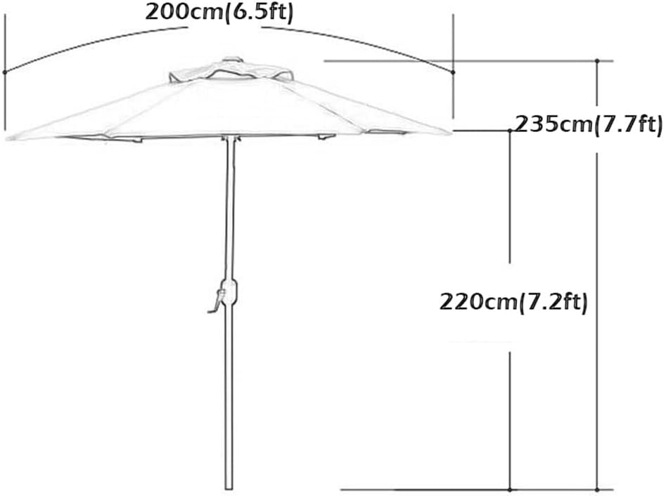 Heavy Duty Round Outdoor Patio Umbrella with Steel Pole and 6 Sturdy Ribs Market Table Parasol for Pool/Beach/Garden UV Protected Easy Crank Lift