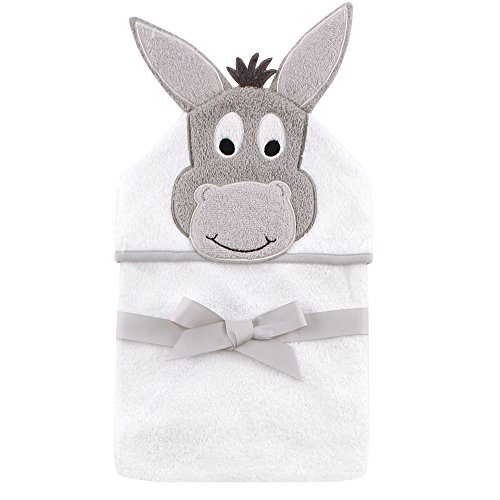 Image of Hudson Baby Unisex Baby Cotton Animal Face Hooded Towel, Happy Donkey, One Size