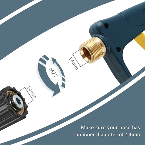 Image of Sooprinse High Pressure Washer Gun 3000 PSI Max, Power Washer Short Gun, High Pressure Spray Gun with 1 /4 Inch Quick Connector, M22-14