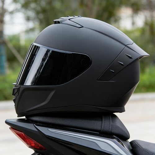 Image of Full Face Motorcycle Helmet,Helmets for Adults Motorcycle, MG611 Motorbike Racing Street Bike Helmets with Black Visor for Men Women,DOT Approved (Matte Black-B+ Mask, XXL)