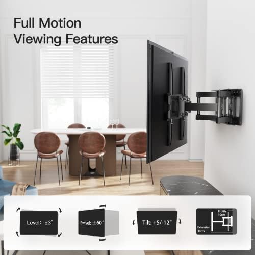 Pipishell TV Wall Bracket for 26-55 Inch TVs, Swivels Tilts TV Bracket for LED LCD OLED Flat&Curved TVs, Max VESA 400x400mm and Holds up to 45kg