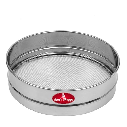 Image of Ajay's Shoppe 19 CM Stainless Steel Atta Chalni | Fine Mesh Flour Sieve | 5 CM Deep Flour Strainer for Wheat, Maida & Besan