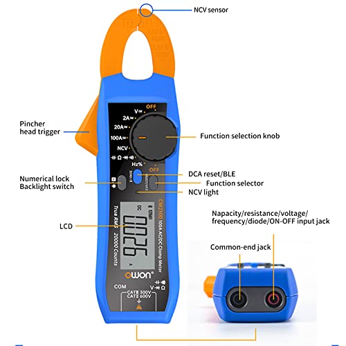 Image of OWON CM2100 Mini Digital Clamp Meter 100A AC DC Current Voltage True RMS Pliers Ammeter Resistance, Capacitance, Diode Tester Multimeter