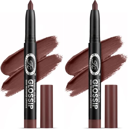 Image of Fashion Colour Glossip Non-Transfer Lipstick | Long-Lasting 12 Hours Stay | Retractable Lip Crayon | One Swipe Application | Available in 19 Vibrant Shades (Mulberry) (Pack of 2)