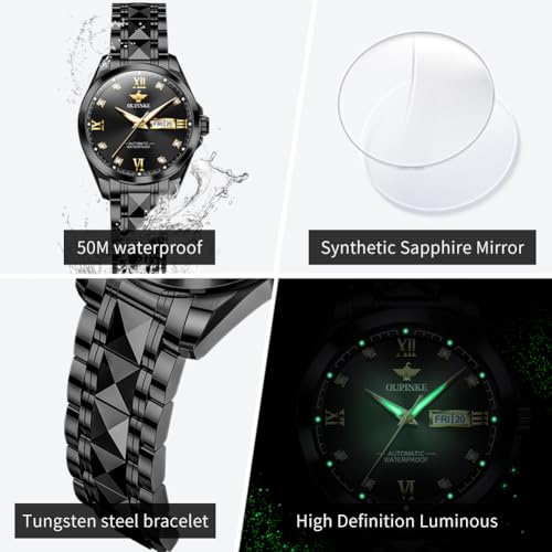 Image of OLEVS Automatic Womens Watch Mechanical Calendar Watches Diamond Fashion Waterproof Female Wrist Watch
