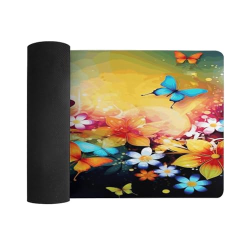 Pad Mouse Grande Colorido con Mariposa Base de Goma miniatura 3