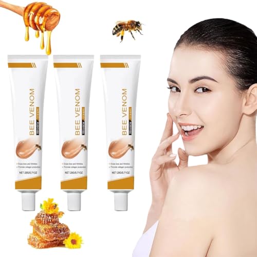 Crema Reparadora de Veneno de Abeja, 3 Piezas Crema para eliminar Arrugas con Veneno de Abeja, Veneno de Abeja Ungüento Hidratante, Humectante Antiarrugas para Rostro y Cuello, Lifting y Recuperación