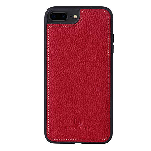 iPhone 8 Plus/iPhone 7 Plus 本革ケース シュリンクカーフレザー 耐衝撃 ハンドメイド ギフト おしゃれ シンプル 大人可愛い メンズ レディース スマホケース 赤 スカーレット レッド SPG-8P-Red