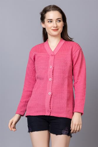 Image of Wear lusso Women Sweater for Winter Woolen Acrylic Full Sleeves V Neck Stylish Design Cardigan Girls /Ladies