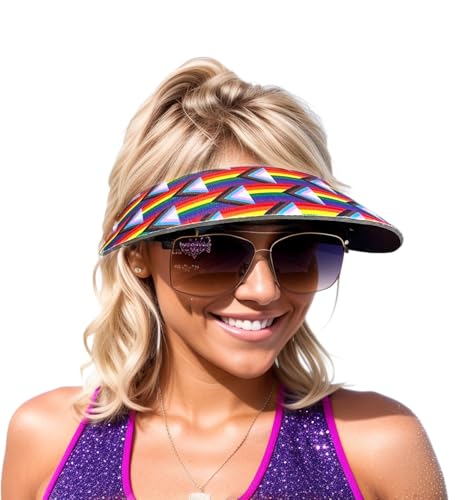 Rainbow Pride Foam Visor Attaches to Sunglasses, Unisex, 2 Visors Per Pack