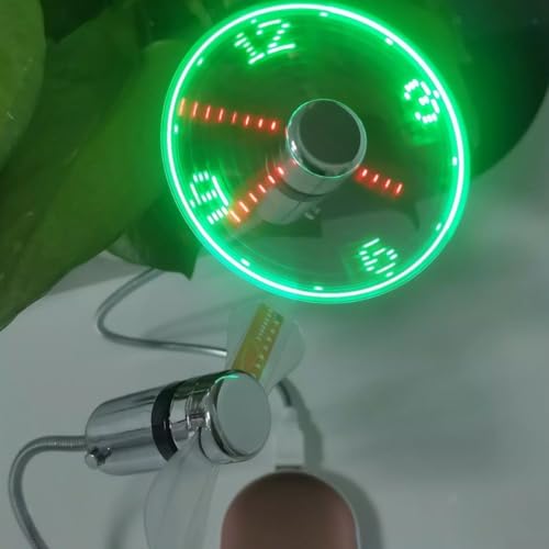 LED Clock Fan, Flexible USB Clock Multi-function Fan with Blade, Desktop & Laptop Clock Fan for Home, , Party, Travel(clock)