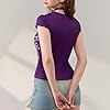 Geagodelia Women's T-Shirt Gothic Baby Tee Crop Top Ladies Short Sleeve Graphic Tshirt Summer Outfit Y2K Aesthetic Grunge Clothes Streetwear (A - Purple, S) #4