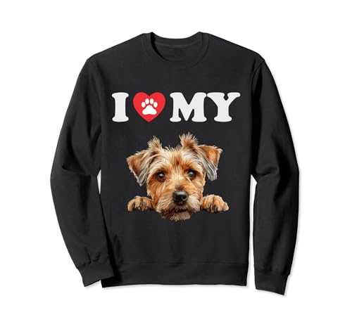 Divertido amante de los perros Norfolk Terrier con el texto «I Heart My Dog» Sudadera