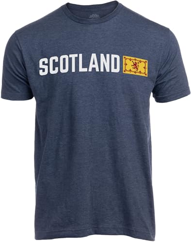 Ann Arbor T-shirt Co. Scotland - Lion | Tee Shirt | Scottish Celtic Pride Scots Gaelic T-Shirt for Men Women - (Adult,L) Navy Blue
