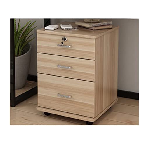 ZHANGGL Archivador de Oficina de Madera con Cerradura y Ruedas, 3 cajones, para Suministros de Oficina, diseño de Soporte de Suelo móvil.