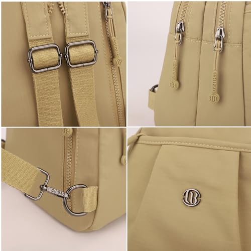 BEFUNIRISE 3-in-1Convertible Anti-Theft Backpack Mini Nylon Commuter Bag Women Crossbody Chest Purse for Travel Work Outdoors (Camel) by BEFUNIRISE - Used condition - Image 5