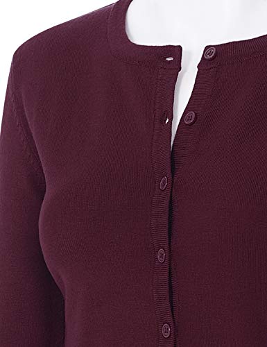 Image of Women's 3 /4 Sleeve Crew Neck Button Down Stretch Knit Cardigan Sweater (S-3XL)