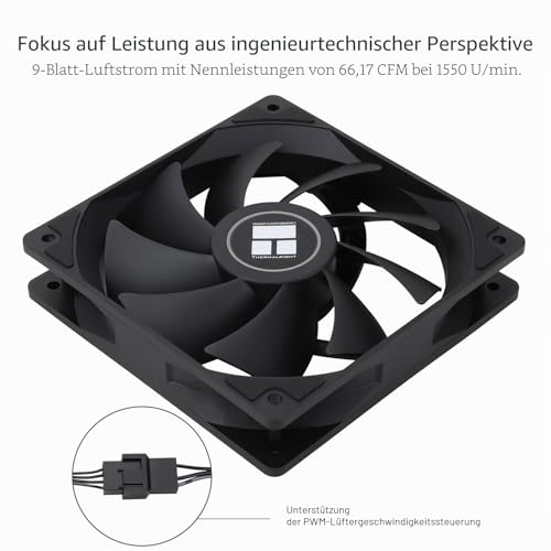 TR TL-C12C X3 120mm Gehäuselüfter Leiser 4-Pin PWM Computerlüfter mit S-FDB-Lager, bis zu 1550RPM, für CPU-Kühler und Gehäuse, kompatibel mit Desktop und Laptop, 120 x 120 x 25 mm