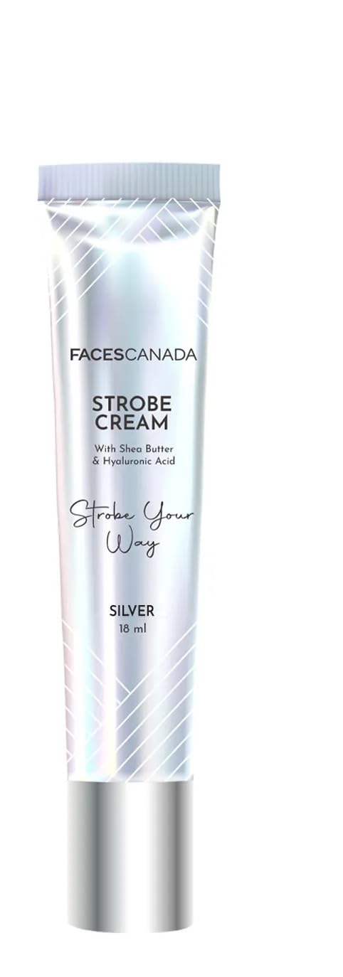 FACESCANADA Strobe Cream - Silver, 18Ml | Primer + Highlighter + Moisturizer | Shea Butter & Hyaluronic Acid | Intense Hydration | Flawless Radiant Dewy Skin | Illuminating & Glowing Makeup Base-image-6