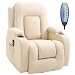 Produktbild HOMCOM Massagesessel Fernsehsessel Relaxsessel mit Wärmefunktion TV Sessel mit Liegefunktion, Ruhesessel mit Fernbedienung, Becherhalter, Cremeweiß 85 x 94 x 104 cm