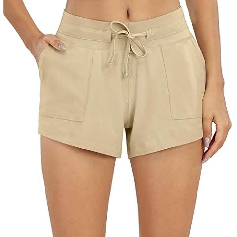 Nomolen Women's Lounge Bermuda Shorts Cotton Workout Yoga Gym Running Activewear Sweat Long Shorts with Pockets - - XL Cover