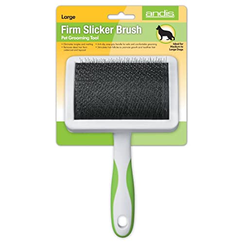 Andis 65710 Self-Cleaning Animal Slicker Brushes with Curved Stainless-Steel Bristles for All Breeds - Reduces Shedding by Up to 90%, Removes Tangles, Dirt & Loose Hair – Large, Green,Black - image 5