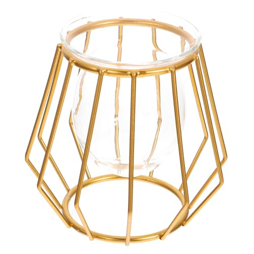 SMASOLO Florero Hidropónico Geométrico Dorado para Escritorio Maceta Decorativa para Plantas Hidroponía Jarrón Práctico para Salón y Centro de Mesa Elegante