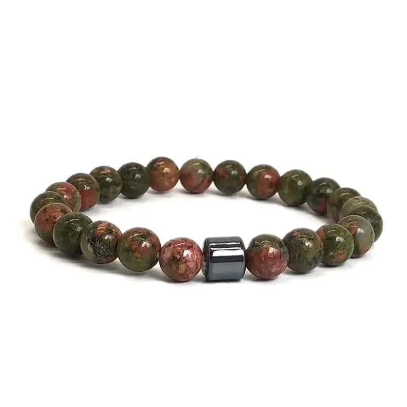 YCTTKDD Perlenarmband, 8 mm, Naturstein, Lava, Tigerauge, schwarzer Achat, Matte Perlen, Armreif, Stretch, für Damen und Herren