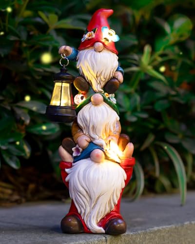 twinbling Garden Gnome Statue with Solar Lights Garden Sculptures Funny