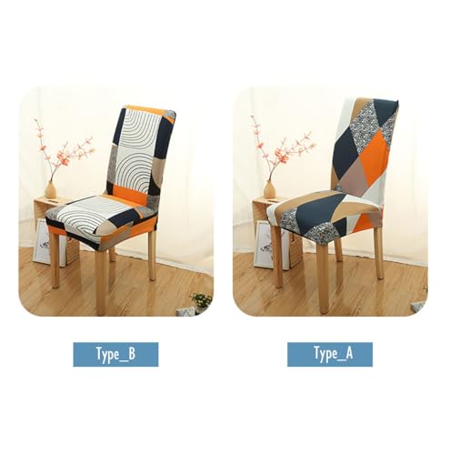 Image of P-PLUS INTERNATIONAL Dining Room Chair Covers - Elastic Parson Chair Covers - Printed Kitchen Chair Protector - Waterproof Chair Slipcovers (Set of 4)