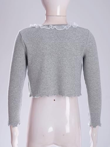 DINORMIN Ballet Wrap Tops Leotard for Girls Dance Wraps Sweater Ruffled Shirts Ballerina Cardigans3