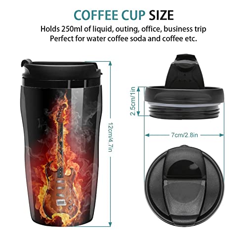Vaso de viaje para guitarra eléctrica flameante de plástico con tapa de doble pared aislada con diseño patrón de… - Imagen 3